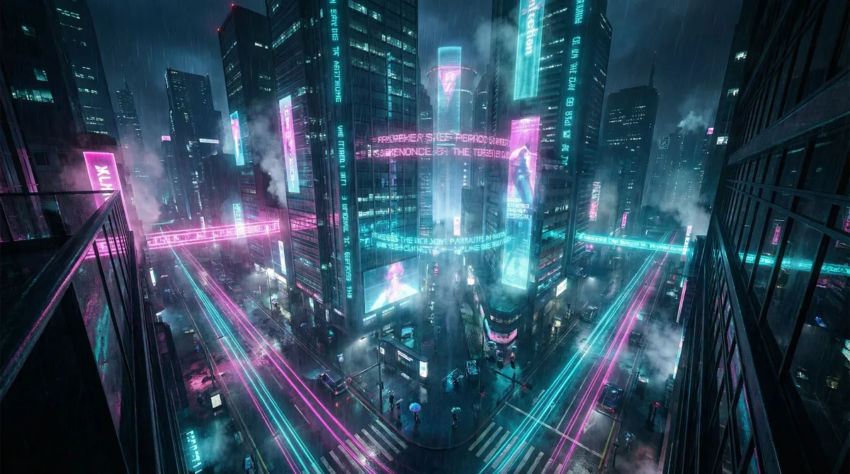 赤坂丽肉奴千金未删减 竖屏短剧平台首页背景 - 赛博朋克都市夜景
